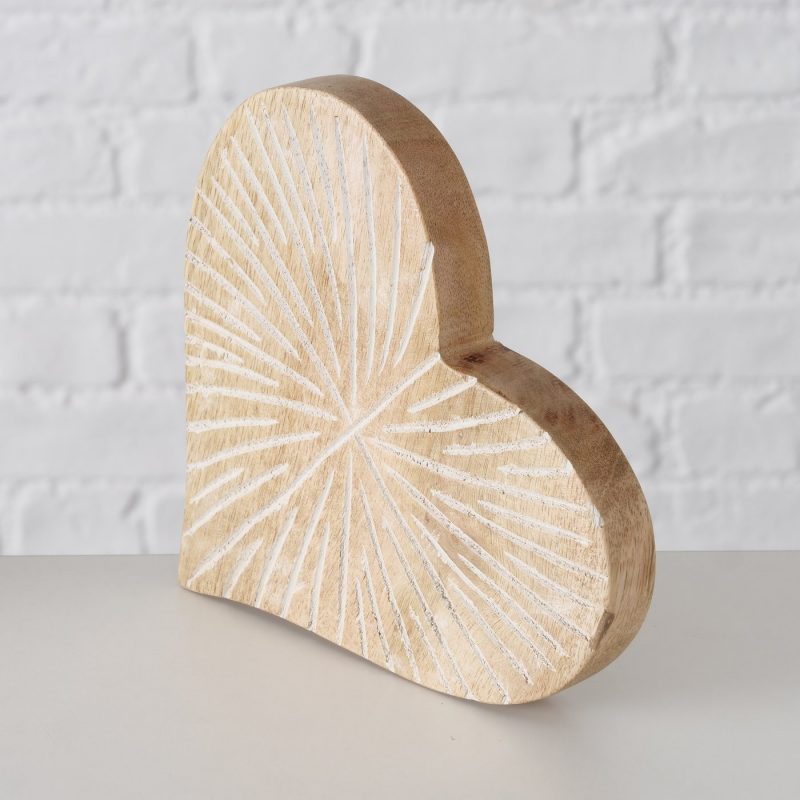 Coeur "Jyling" à Poser en Bois de Manguier H.18cm