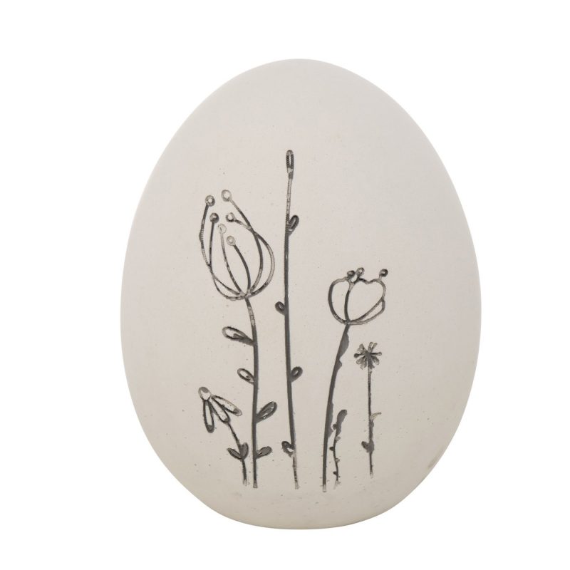 Oeuf "Bloma" en Béton Floral 2 Couleurs au Choix H.11cm – Image 3