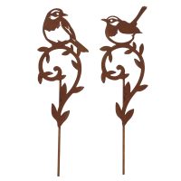 Pic Décoratif "Teta" Oiseau en Métal Rouillé 2 Modèles au Choix H.36cm