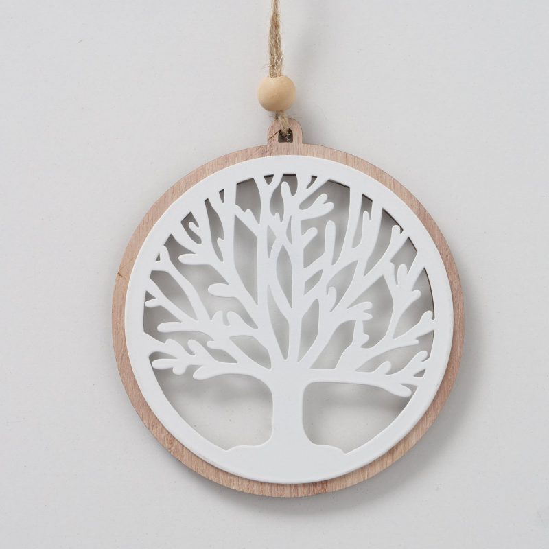 Pendentif "Leaf" Arbre de Vie Rond 10x11cm