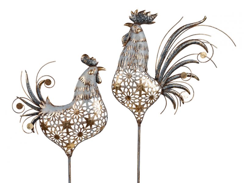 Piquet de Jardin Coq en Métal 2 Modèles au Choix H.