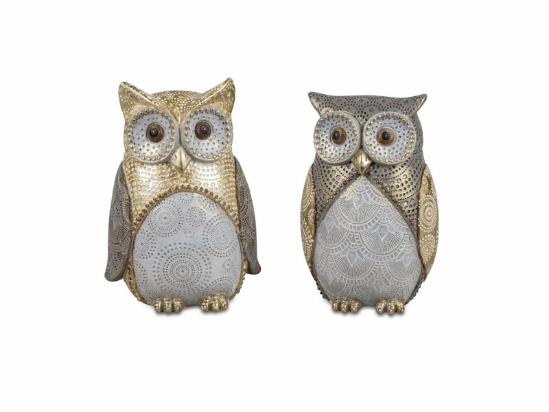 Hibou en Céramique Décoré 2 Modèles au Choix H.14cm