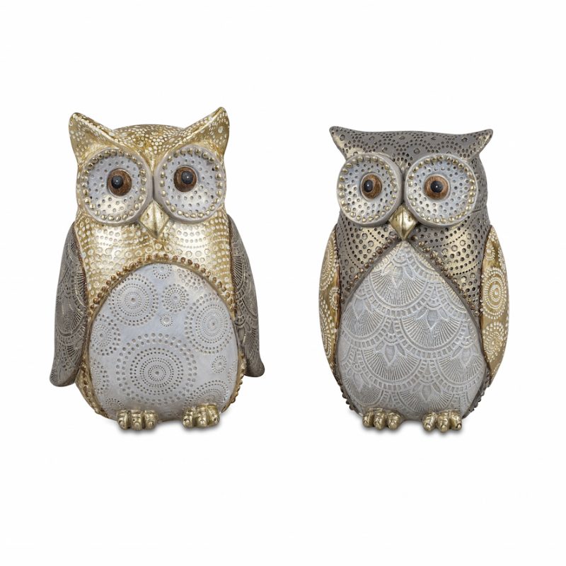 Hibou en Céramique Décoré 2 Modèles au Choix H.14cm