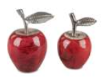 Pomme en Bois de Manguier Rouge et Alu H.15cm