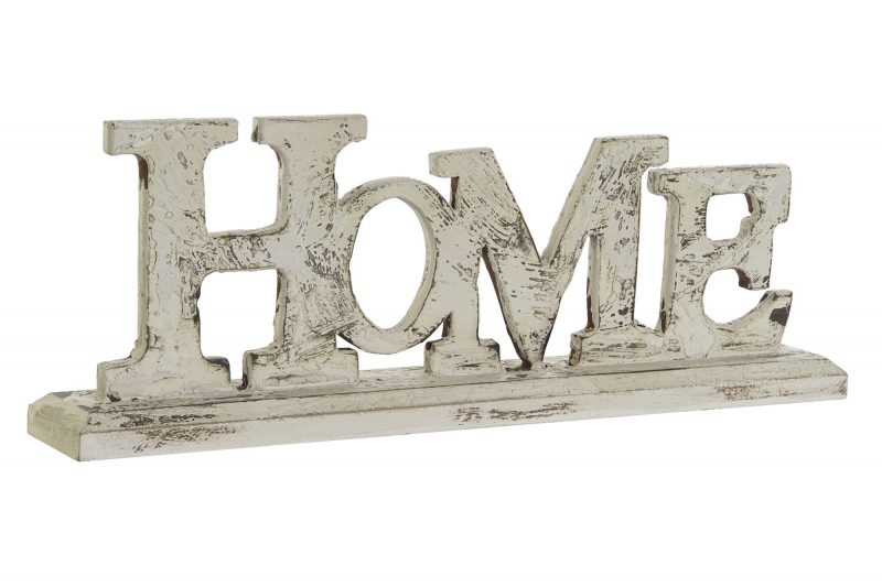 Lettrage "Home" à Poser en Bois Vieilli Blanc 51x8x20cm
