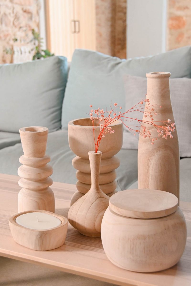 Vase en Bois Paulownia Naturel 14x14x20cm – Image 2