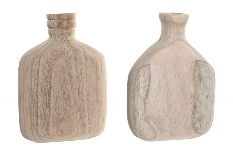 Vase en Bois Paulownia Naturel 2 Modèles au Choix 16x5x22cm