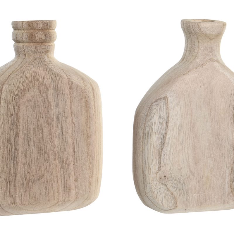 Vase en Bois Paulownia Naturel 2 Modèles au Choix 16x5x22cm