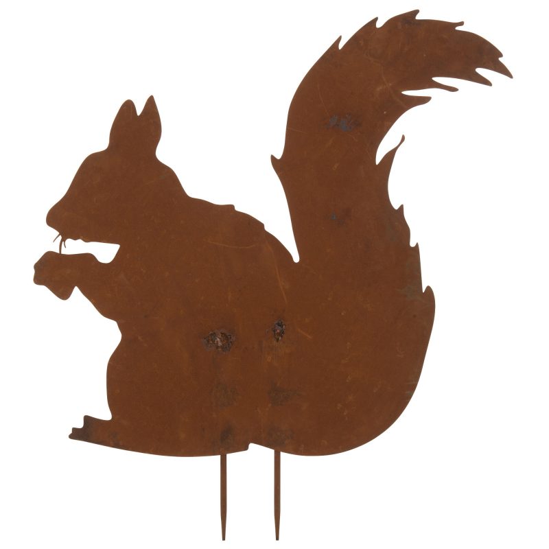 Pic Écureuil en Métal Rouillé 66x1x70cm
