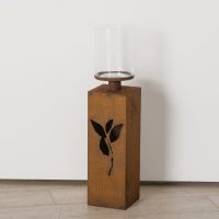 Photophore "Binja", Colonne Carrée en Métal Rouillé, H.52cm – Image 3