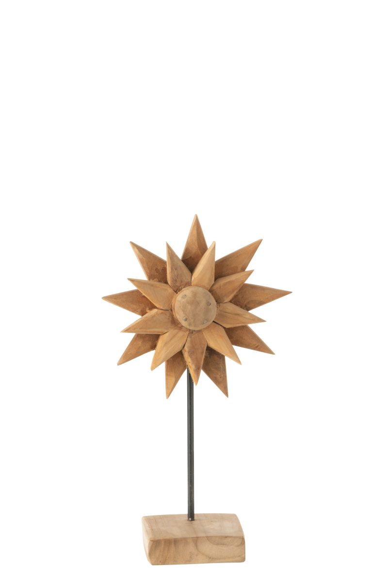 Tournesol à Poser en Bois Naturel 20x20x35cm