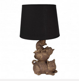 Lampe de Table Chats Ø 25x43 cm Couleur or Noir Polyrésine