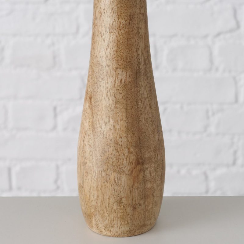Champignon "Puera" en Manguier et Grés Cerame Blanc Décor Feuilles, H.15cm – Image 5