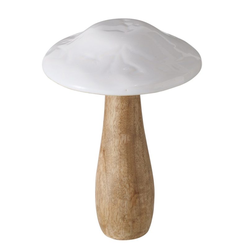 Champignon "Puera" en Manguier et Grès Cérame Blanc, H.23cm – Image 4
