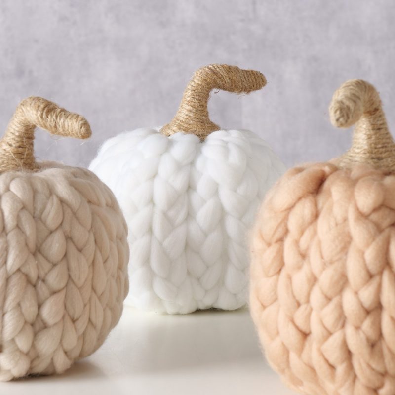 Courge "Arancia" en Laine et Jute, 3 Coloris au Choix, H.18cm