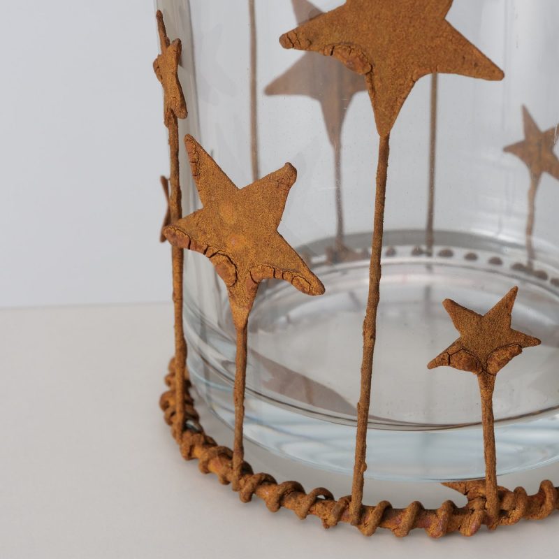 Photophore "Starshine" en Verre et Métal Rouillé H.9cm – Image 2