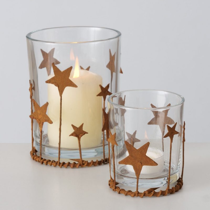 Photophore "Starshine" en Verre et Métal Rouillé H.9cm – Image 3