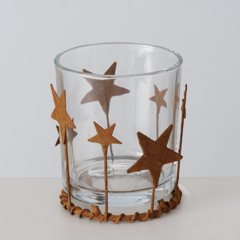 Photophore "Starshine" en Verre et Métal Rouillé H.9cm – Image 4