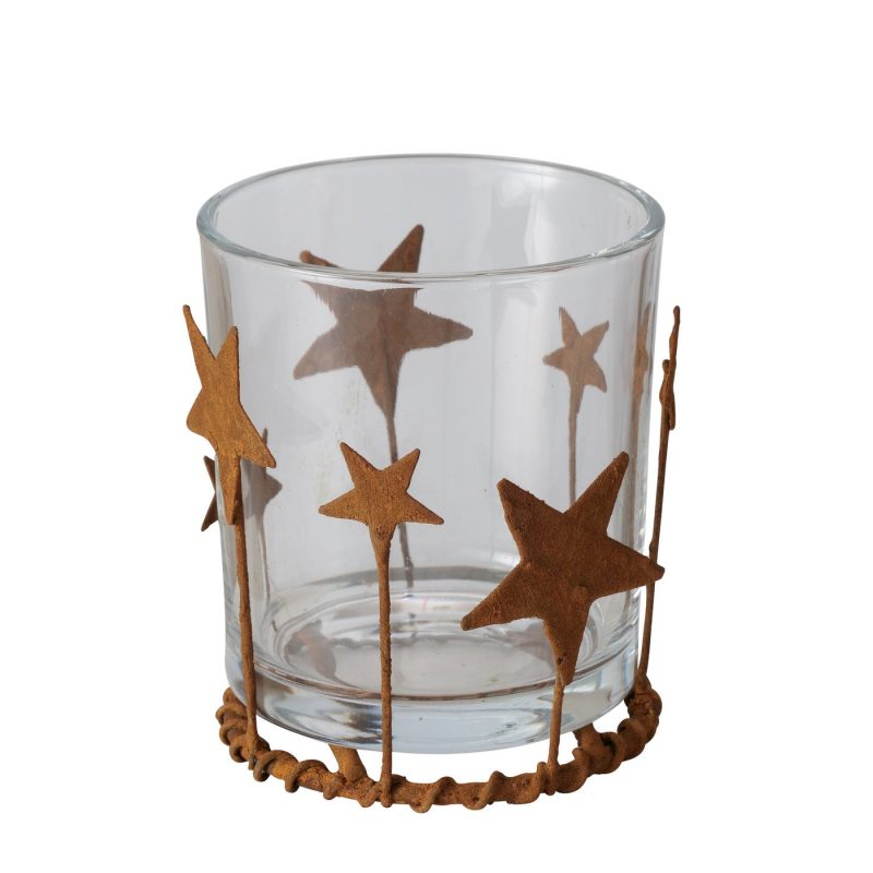 Photophore "Starshine" en Verre et Métal Rouillé H.9cm – Image 5