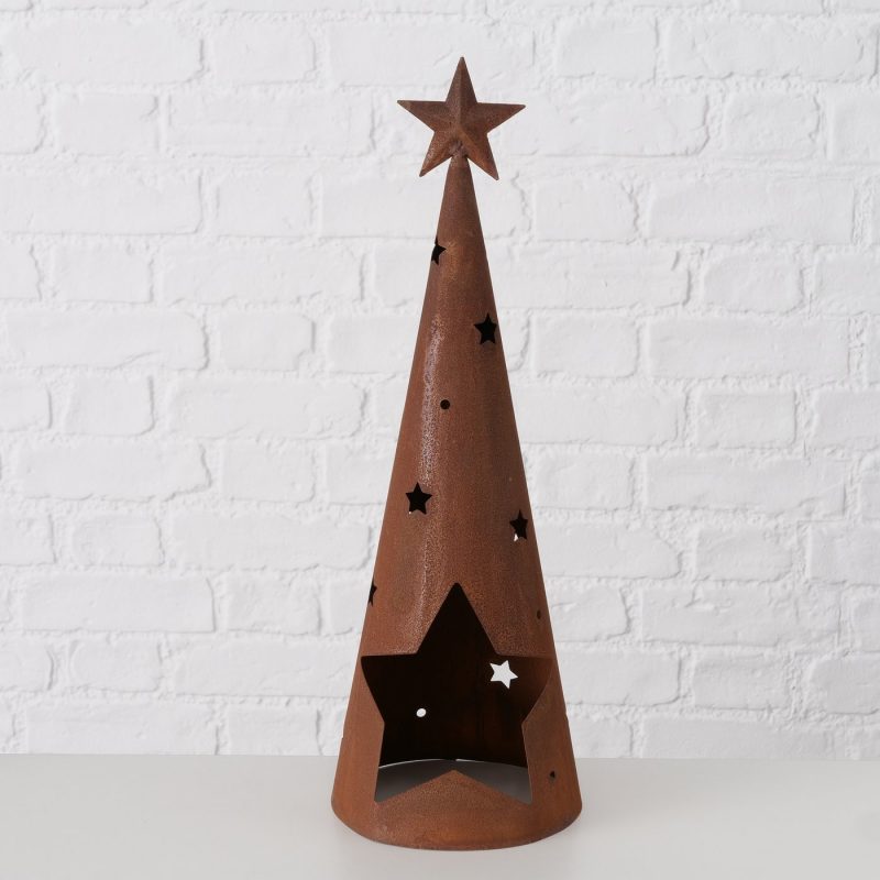 Photophore "Tipi" en Métal Rouillé, H.45cm – Image 9