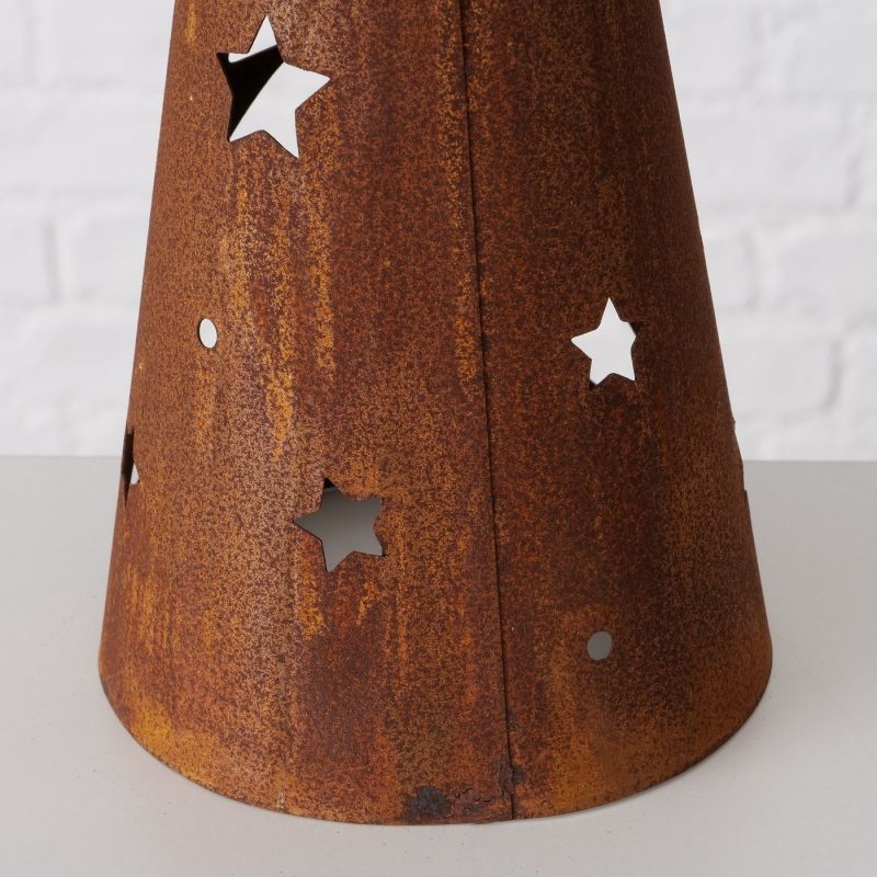 Photophore "Tipi" en Métal Rouillé, H.45cm – Image 7