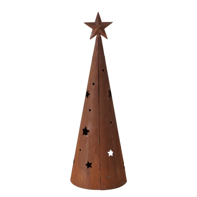 Photophore "Tipi" en Métal Rouillé, H.45cm – Image 4