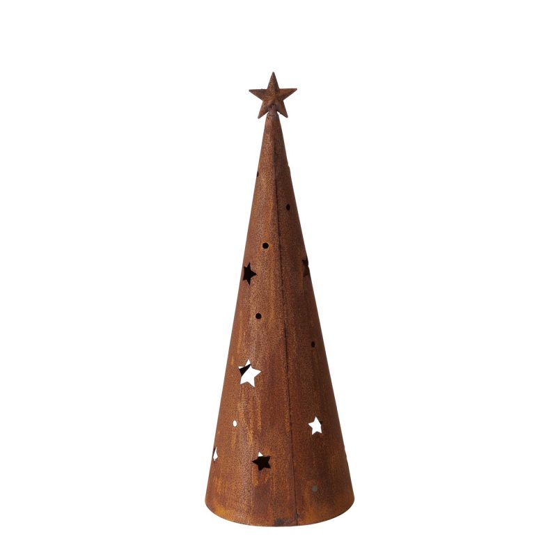 Photophore "Tipi" en Métal Rouillé, H.33cm – Image 4