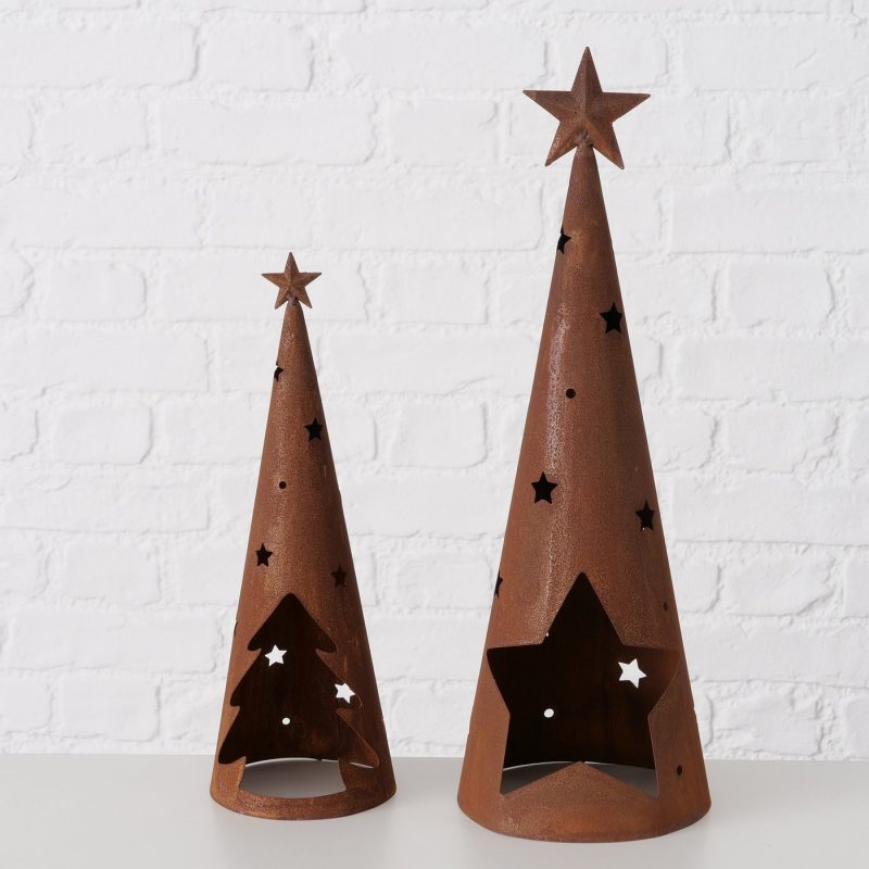 Photophore "Tipi" en Métal Rouillé, H.45cm – Image 2
