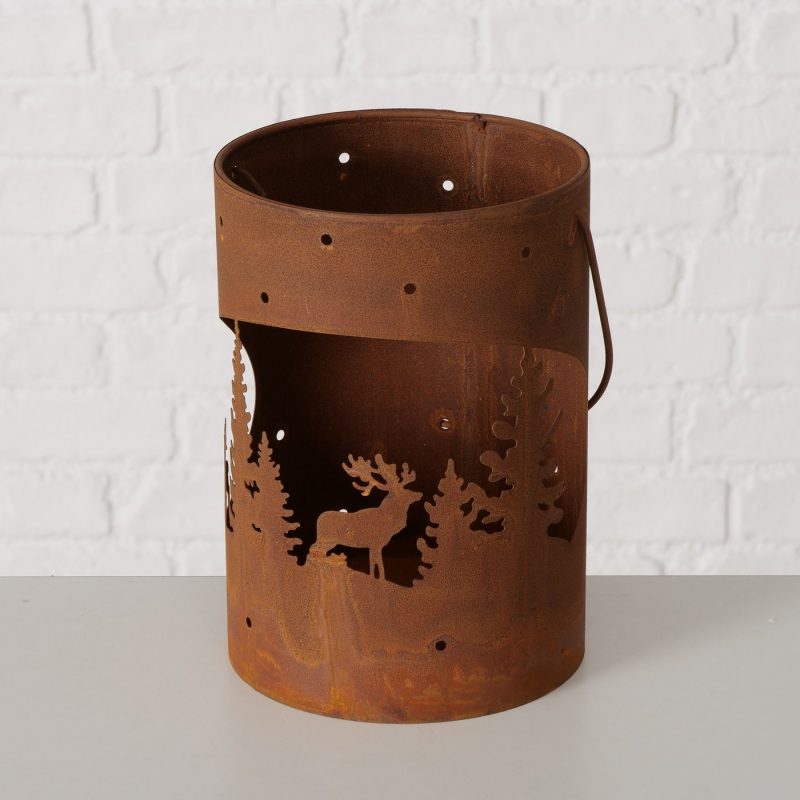 Lanterne "Remus" en Métal Rouillé, H.20cm