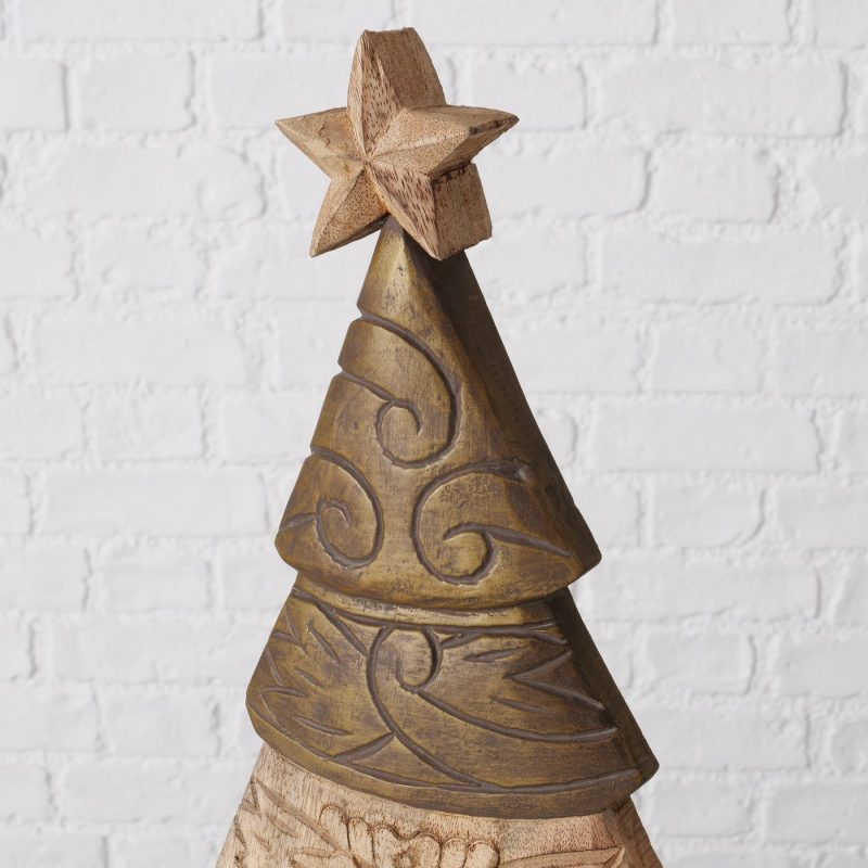 Arbre de Noël "Relica" en Bois de Manguier 2 Nuances Sculptés, H.65,5cm – Image 7