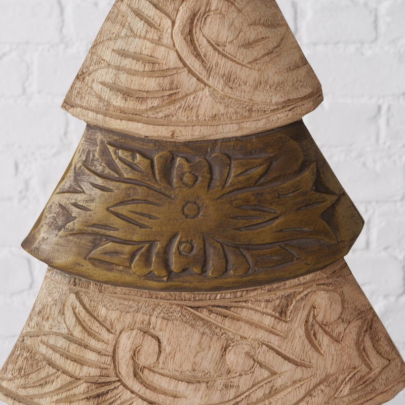 Arbre de Noël "Relica" en Bois de Manguier 2 Nuances Sculptés, H.65,5cm – Image 5