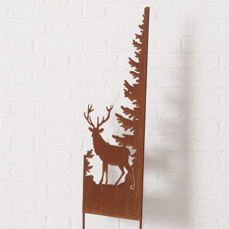 Piquet de Jardin "Marius" Cerf dans Forêt, en Métal Rouillé, H.115cm – Image 4