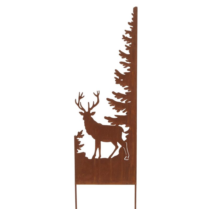 Piquet de Jardin "Marius" Cerf dans Forêt, en Métal Rouillé, H.115cm – Image 3