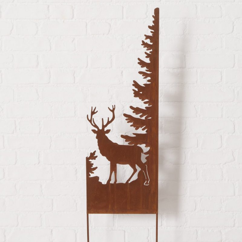 Piquet de Jardin "Marius" Cerf dans Forêt, en Métal Rouillé, H.115cm – Image 2