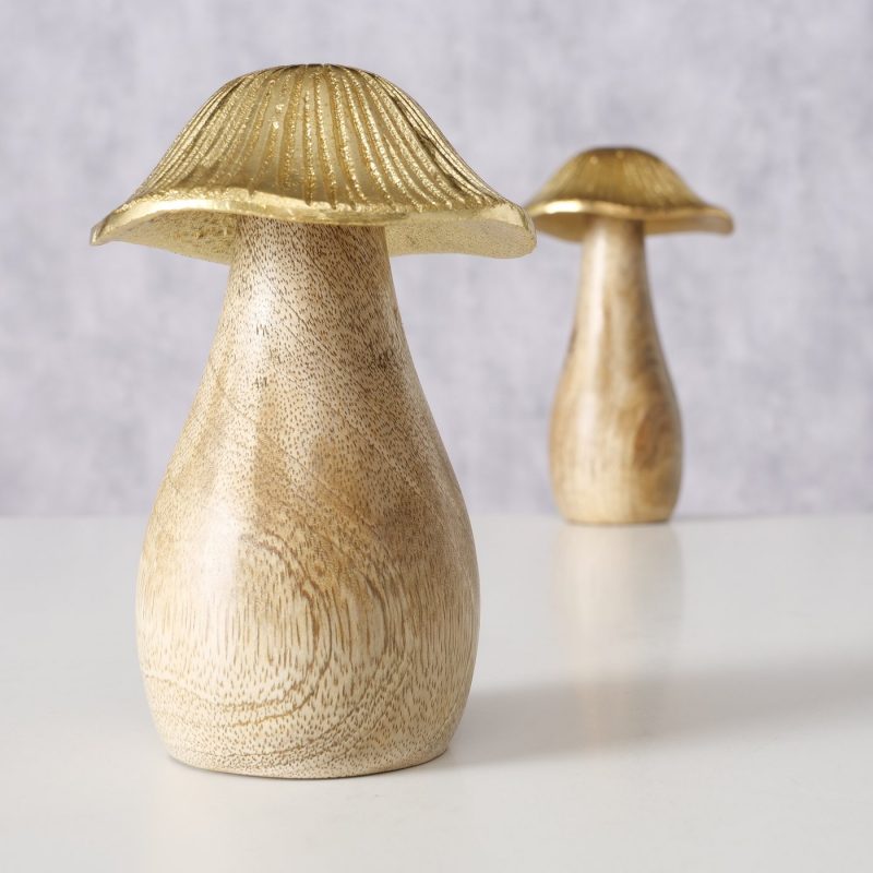 Champignon "Malin" en Manguier et Alu Doré H.17cm – Image 5