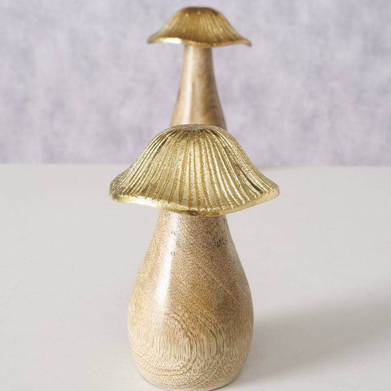 Champignon "Malin" en Manguier et Alu Doré H.17cm – Image 4