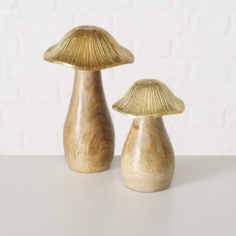 Champignon "Malin" en Manguier et Alu Doré H.17cm – Image 6