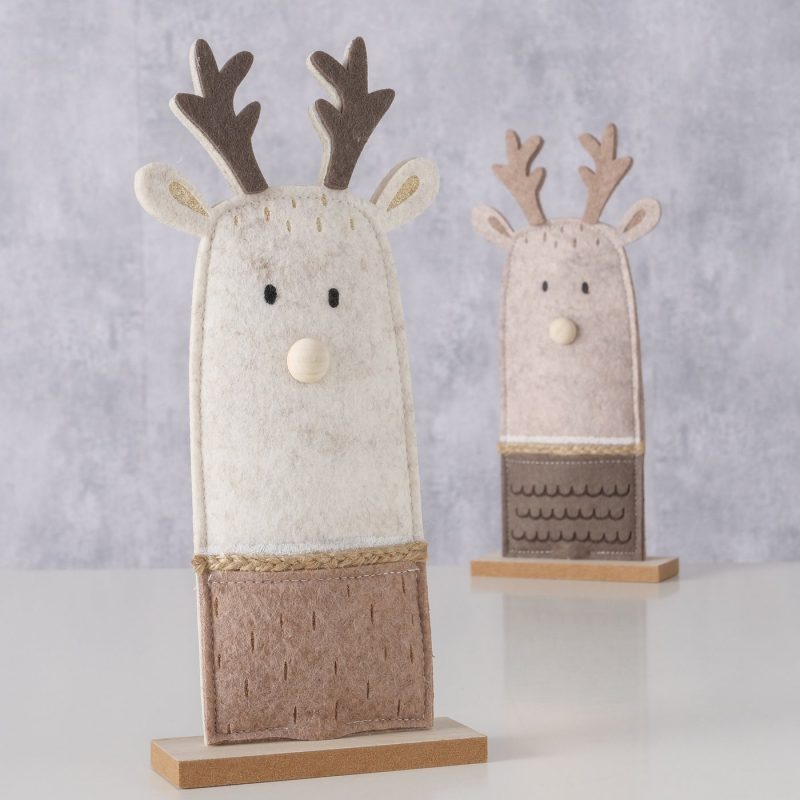 Cerf "Olev" en Bois et Feutrine, 2 Coloris au Choix, H.25cm