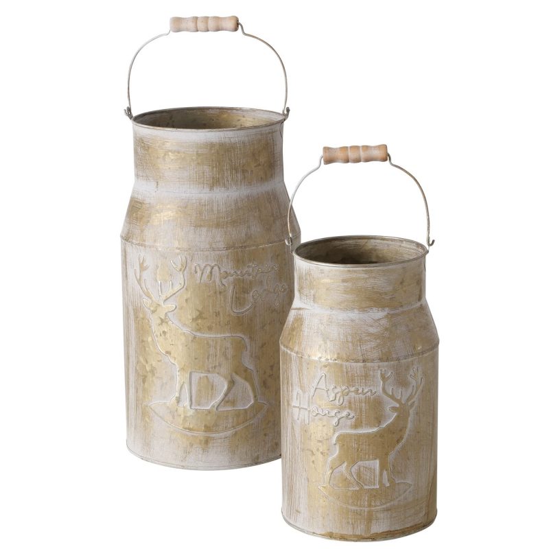 Pot à Lait Décoratif "Forestis" en Zinc Patiné, H.36cm – Image 2