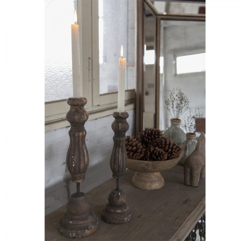 Chandelier en Bois Marron Vieilli 10x35cm