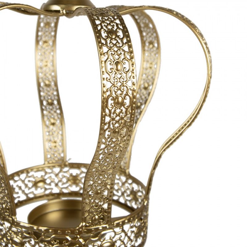 Bougeoir Couronne Dorée sur Pied, 26x57cm – Image 2