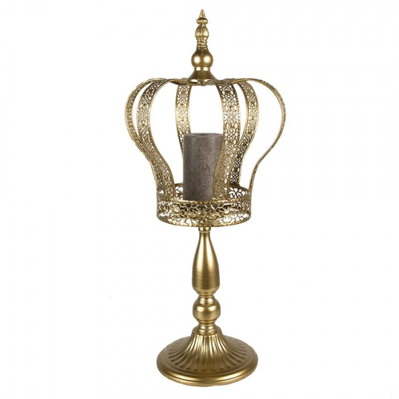 Bougeoir Couronne Dorée sur Pied, 26x57cm – Image 3