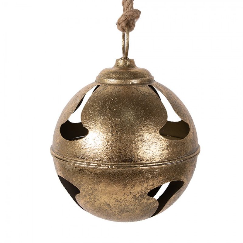 Pendentif Grelot en Métal Doré Vieilli 23x33cm