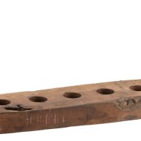 Photophore 5 Bougies en Bois Recyclé Marron 8x10x58cm – Image 2