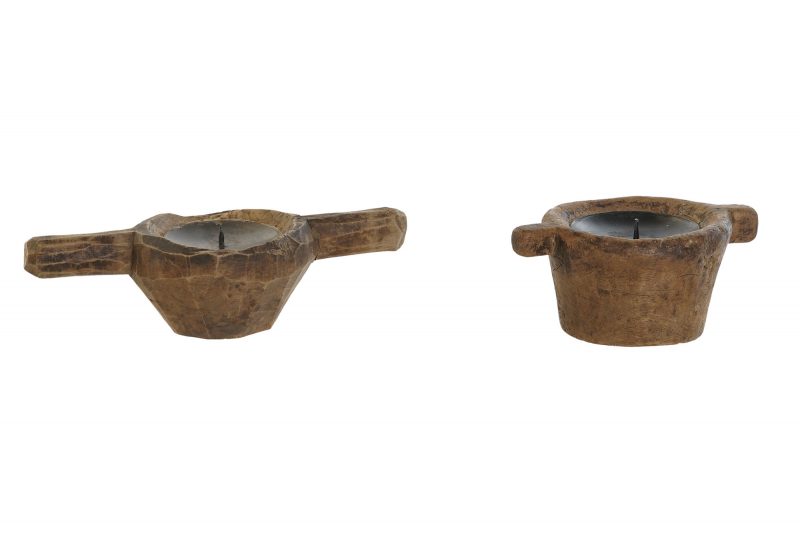 Bougeoir Bois Antique Naturel, Modèle unique et aléatoire, 20x13x8cm – Image 7