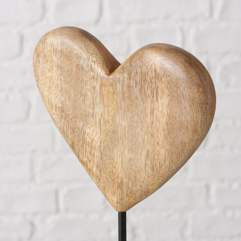 Coeur "Zino" sur Pied, en Bois de Manguier, H.27cm – Image 5