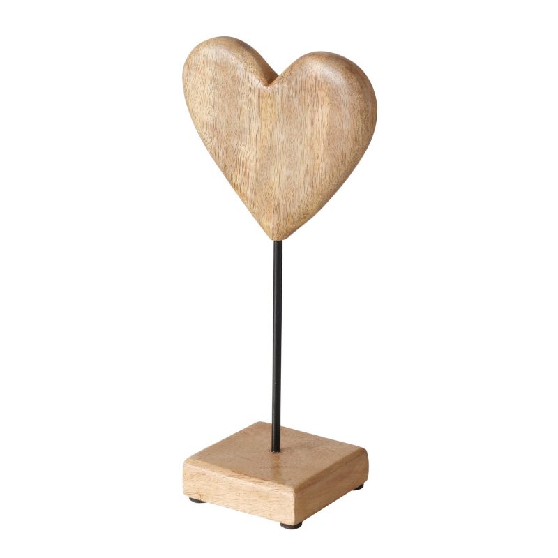 Coeur "Zino" sur Pied, en Bois de Manguier, H.27cm – Image 4