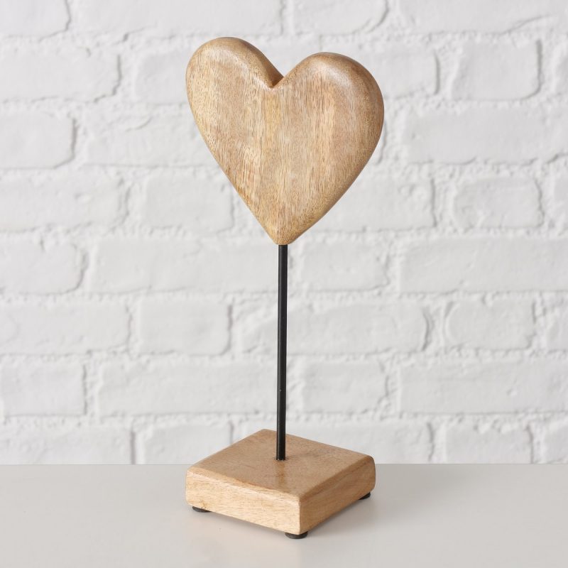 Coeur "Zino" sur Pied, en Bois de Manguier, H.27cm – Image 3