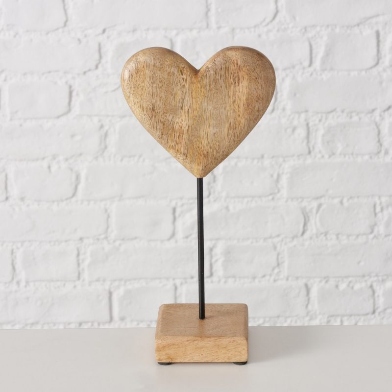 Coeur "Zino" sur Pied, en Bois de Manguier, H.27cm – Image 2