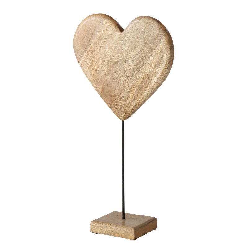 Coeur "Zino" sur Pied, en Bois de Manguier, H.45cm – Image 2